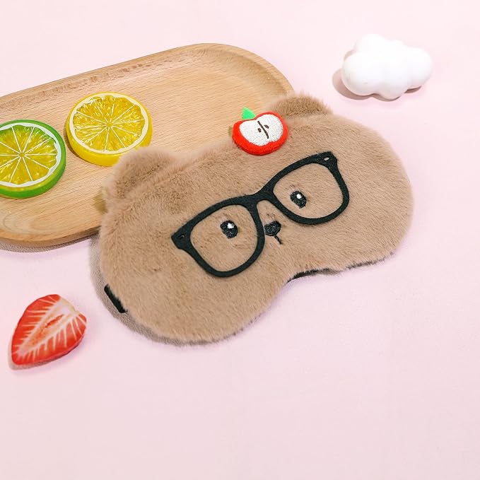 PERFECTSIGHT Sleep Eye Masks, Cute Plush Sleep Eye Cover Lightweight Adjustable - Image 4