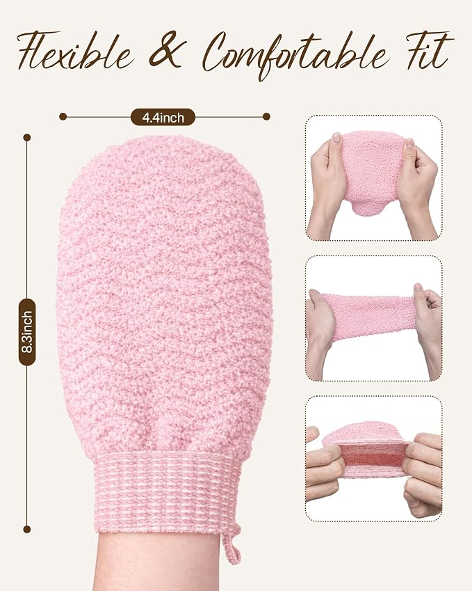 Exfoliating Gloves 2 Pack, Wave Texture Exfoliating Mitt - Image 7