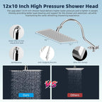 Hibbent All Metal 12'' Dual Filtered Rainfall Shower Head Combo, High Pressure - Image 6