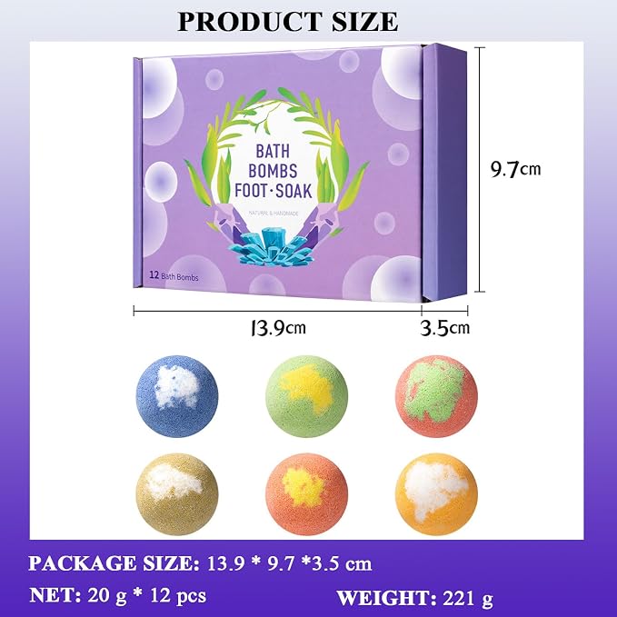 Foot Bath Bombs 12 Pack, Organic Natural Handmade Foot Soak - Image 8