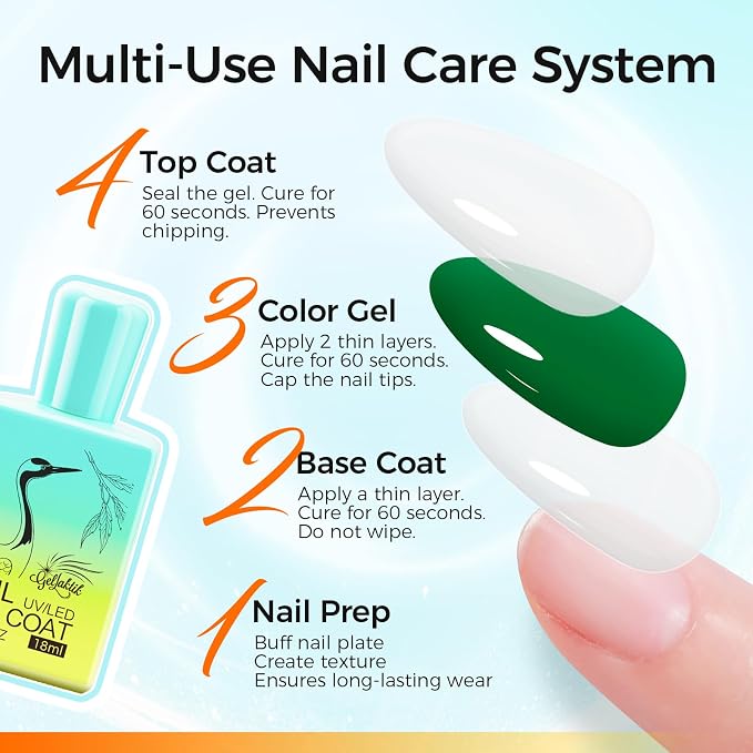 No Wipe Gel Base & Top Coat Set - Image 5
