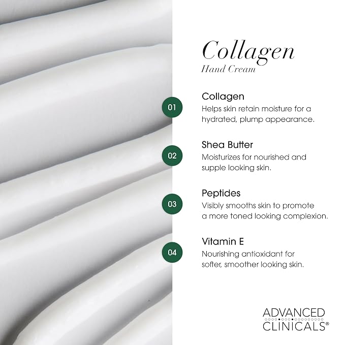 Advanced Clinicals Collagen Hand & Body Cream Skin Care Moisturizer Lotion - Image 4