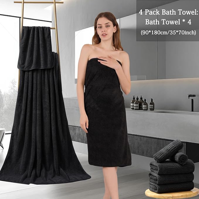 Ycosy 4 Pack Extra Large Microfiber Bath Towels Set, 35x70 inches, Less Lint - Image 7