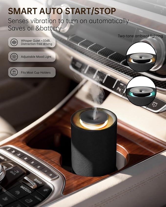 Waterless Essential Oil Diffuser, Portable Car Aromatherapy Diffuser, - Image 2