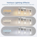 PARTPHONER 3-Light Bathroom Light Fixtures, Brushed Nickel Vanity Light - Image 5