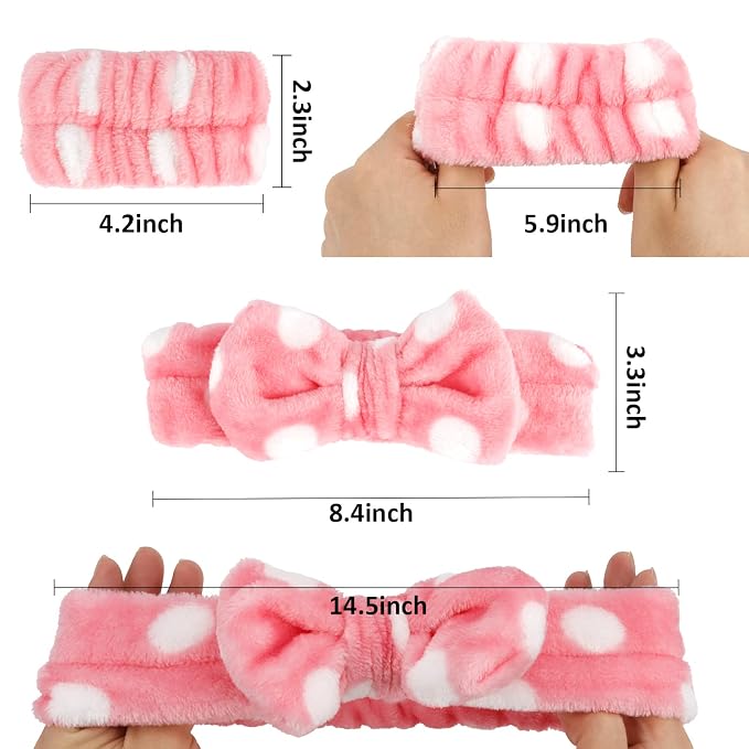 WHAVEL 6PCS Spa Headband and Wristbands Set, Face Wash Headband Wrist Bands - Image 2