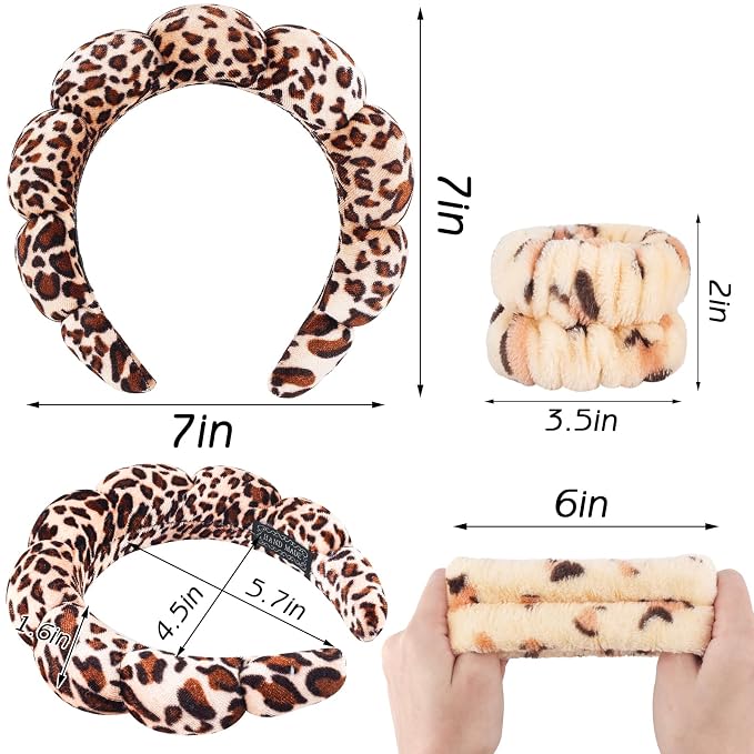 Zkptops Spa Headband for Washing Face Wristband Set Sponge Makeup Skincare - Image 6