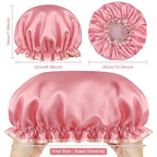 Waterproof Shower Caps for Women, Solid Color Dual-Layer Elastic Band Design - Image 2