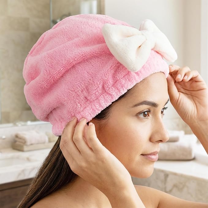 2PCS Hair Towel Wrap for Women, Soft Microfiber Hair Drying Caps - Image 4