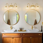 Vintage Bathroom Vanity Light, 3-Light Brushed Gold Finish Wall Sconce - Image 9