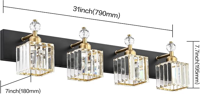 PRESDE 4-Light Crystal Vanity Light - Image 4