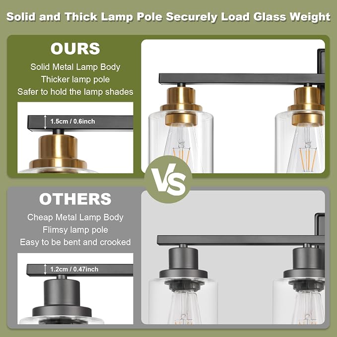 Unicozin Modern Bathroom Light Fixtures, 4 Light Vanity Lights Over Mirror - Image 4
