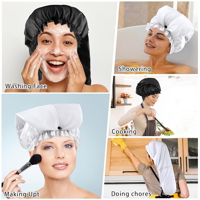 2 Pcs Large Shower Cap for Braids, Extra Long Shower Cap for Women Long Hair & - Image 5