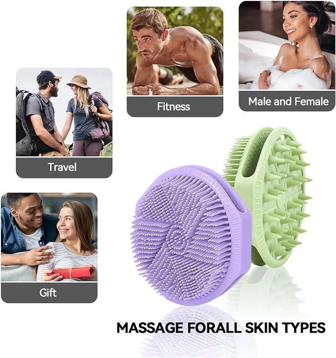 2-Pack Soft Silicone Dual-Sided Body Scrubber & Loofah | Gentle Exfoliating - Image 7