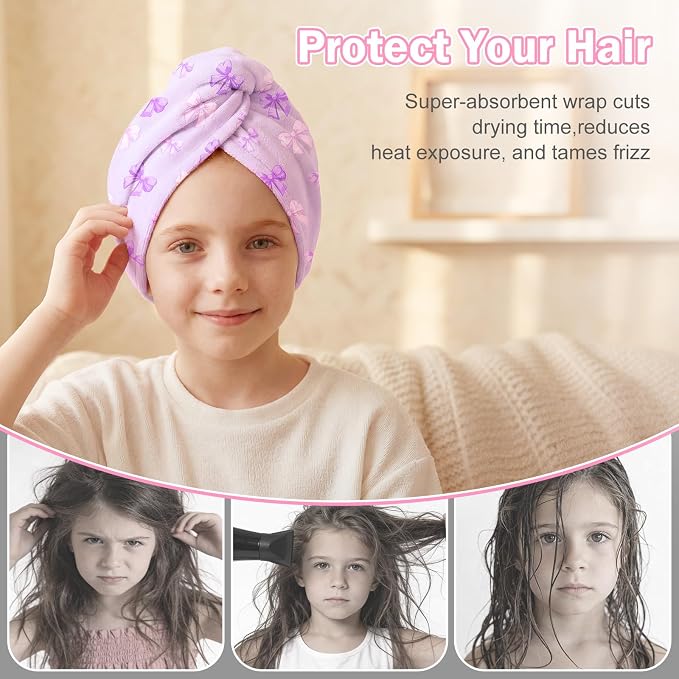 Microfiber Hair Towel Wrap for Kids Hair Drying Towel Wrap - Image 6