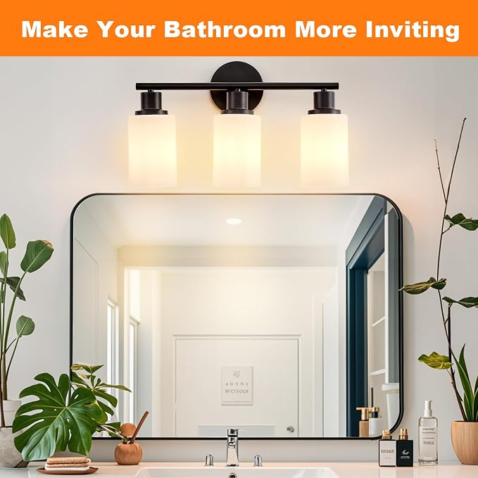 DLLT 3-Light Bathroom Light Fixtures: Black Modern Vanity Lights - Image 2