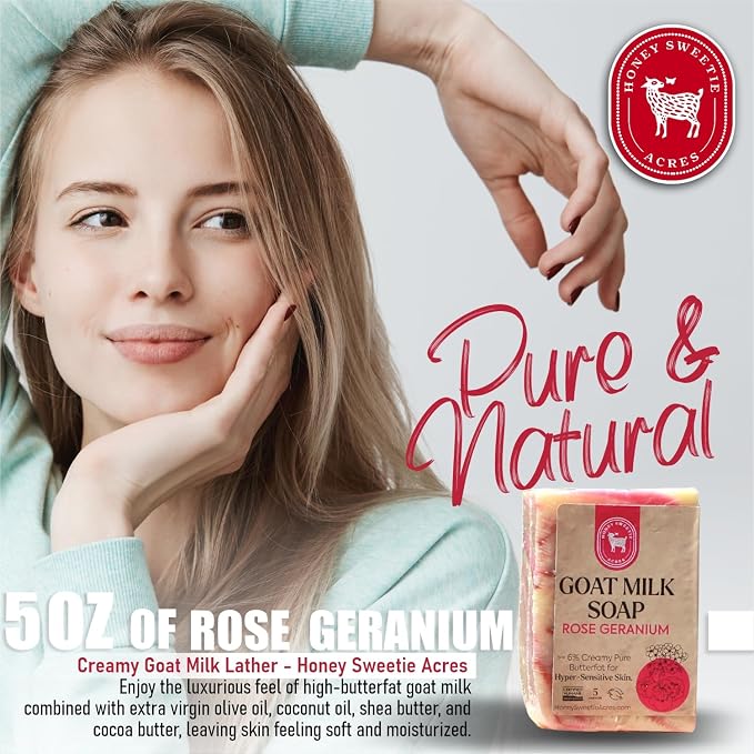 Honey Sweetie Acres Rose Geranium Goat Milk Soap - Image 3