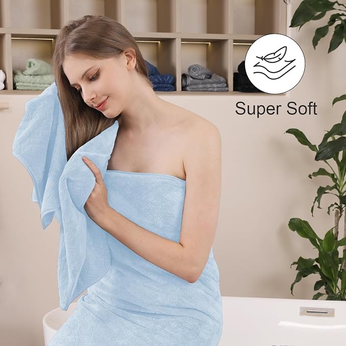 8-Piece Blue Bath Towels Set, 2 Oversized Large Bath Towels Sheet, 2 Hand - Image 8