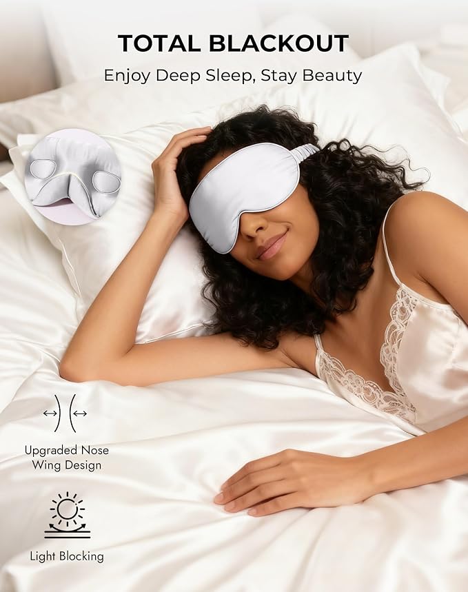 SilkSilky 100% 22 Momme Mulberry Silk Sleep Mask – Upgraded 3D Contoured Eye - Image 6