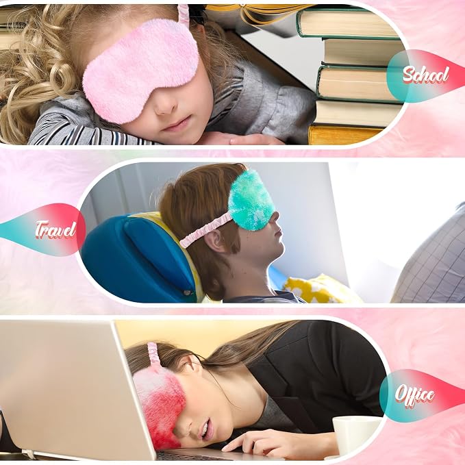 Cuffbow 6 Pack Plush Sleep Mask Set, Cute Plush Eye Masks - Image 5