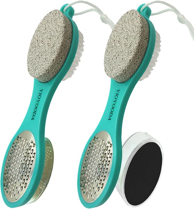 Foot File Callus Remover 5-in-1, Scrubber Brush, Stainless Steel Foot Rasp and by YIOYOODA