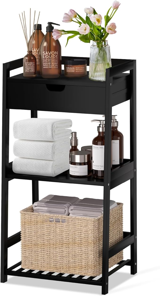 POXAKA 3 Tier Bamboo Bathroom Shelves by POXAKA