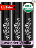 Moroccan Magic Organic Lavender Vanilla Lip Balm 3 Pack | Ultra-Hydrating Argan by MoroccanMagic