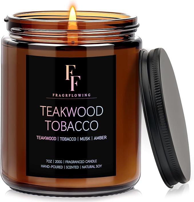 Teakwook Tobacco Scented Candle by FFFRAGRFLOWING