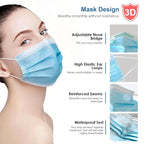 NNPCBT Blue Disposable Face Masks 100 Pack, 3-Ply Breathable Mask - Image 3
