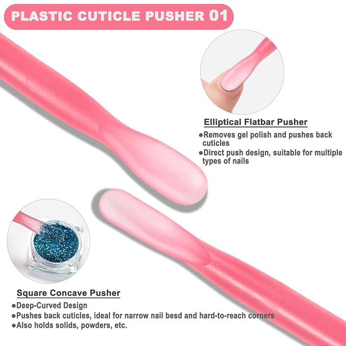 2Pcs Plastic Cuticle Pusher, Dual-end Dead Skin Nail Pusher, Gentle Plastic - Image 2