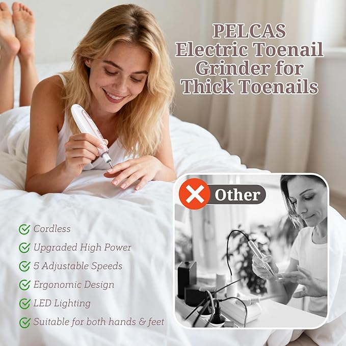 PELCAS Electric Nail File, 5 Speeds Nail Grinder - Image 3