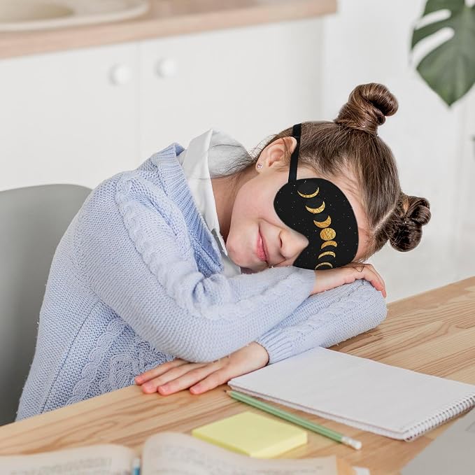 Boho Sun Moon Silk Eye Mask for Sleeping, Dorm Airplane Travel Nap, Boho Moon - Image 3
