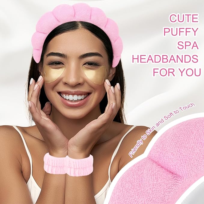 6Pcs Spa Set, Terry Cloth Headbands & Wrist Washbands - Image 4