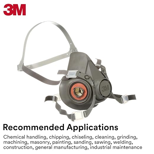 3M Half Facepiece Reusable Respirator 6100, Four-Point Harness, Comfortable Fit - Image 5
