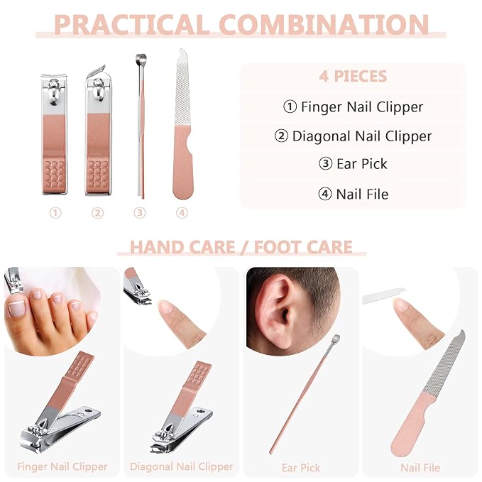 Geosar 12 Sets Manicure Set Bulk Nail Clippers Pedicure Kit Stainless Steel - Image 3