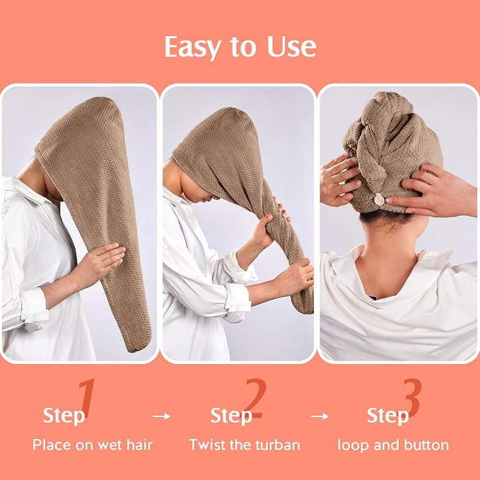 YFONG 2 Pack Microfiber Hair Towel Wrap - Image 6