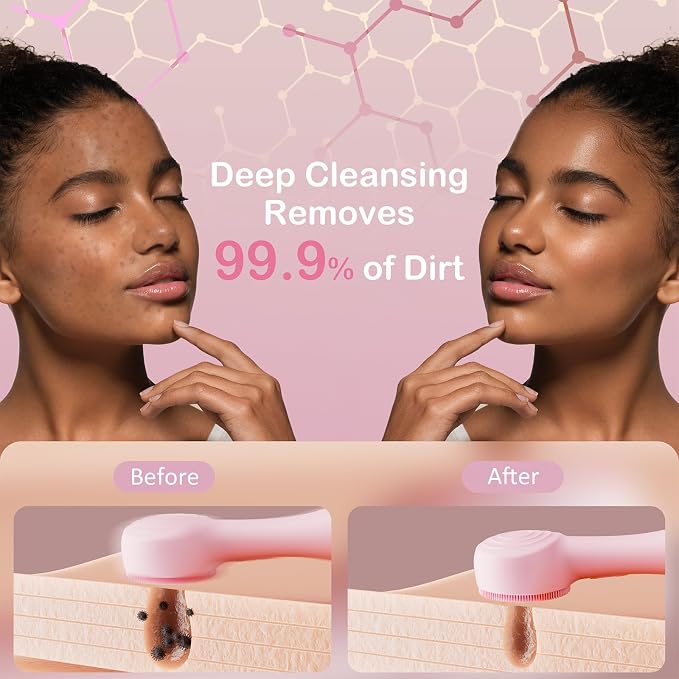 Facial Cleansing Brush Silicone Face Scrubber Waterproof Rechargeable - Image 2