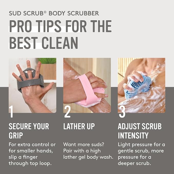 Sud Scrub® Antimicrobial Silicone Body Scrubber, Exfoliating Body Brush - Image 7