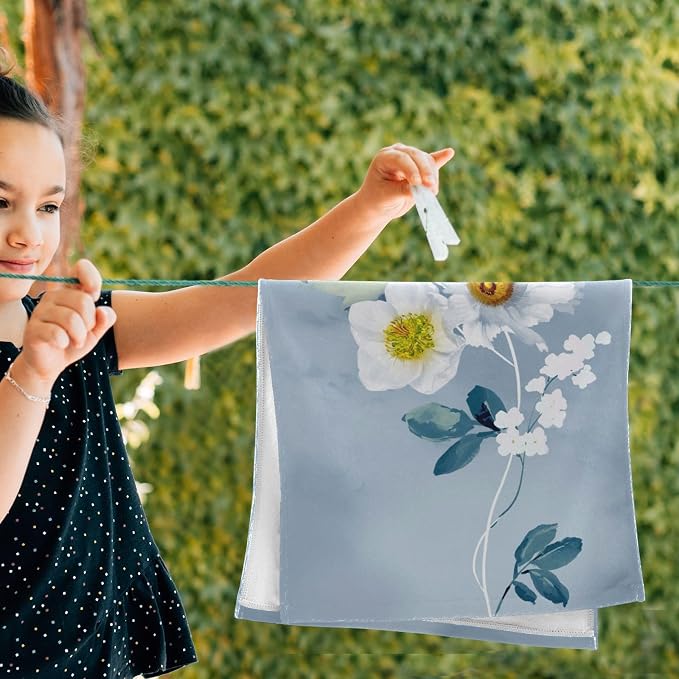 Blue White Floral Botanical Hand Towels - Image 4