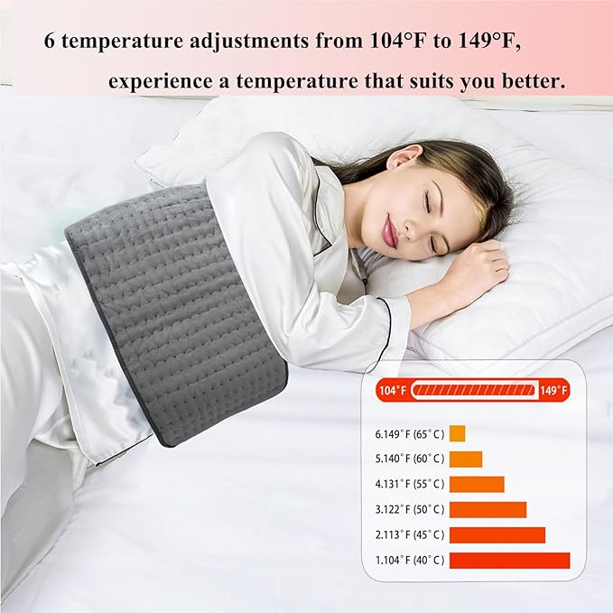 Heating Pad for Back Pain Relief Period Cramp, 6 Heat Settings & 4 Timer Auto - Image 2