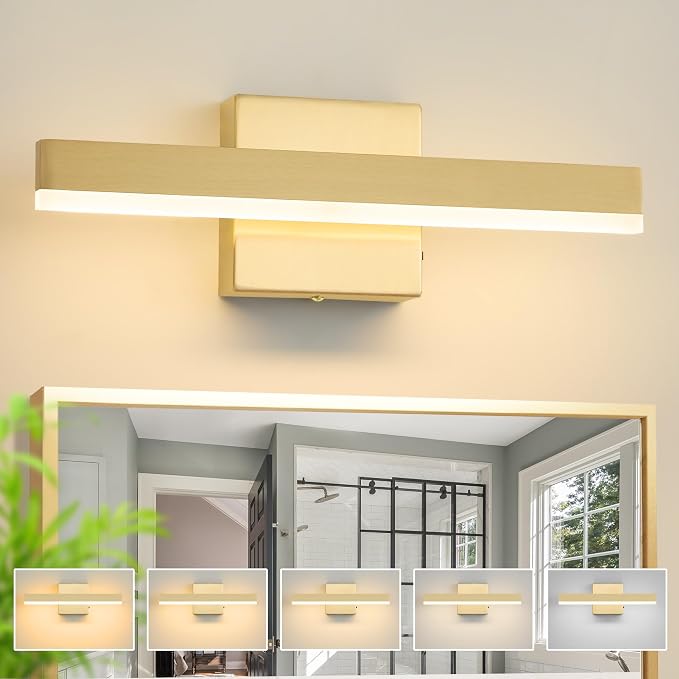 Gold Bathroom Vanity Light 15.75 inch, 14W Dimmable 5CCT LED Modern Bathroom by Eicrkodn