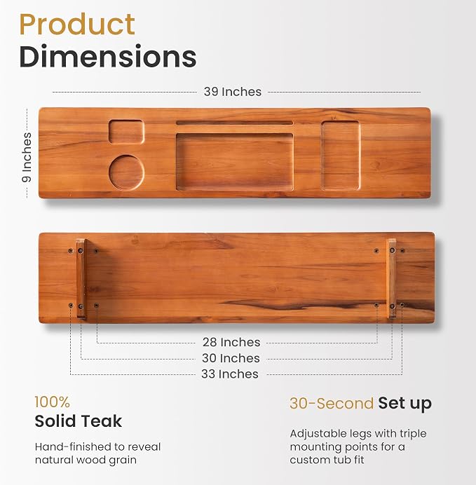 Teak Bathtub Tray for Freestanding Bath - Image 2