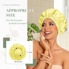Reusable Shower Cap for Women, Large Waterproof Shower Bonnet Washable Elastic - Image 3