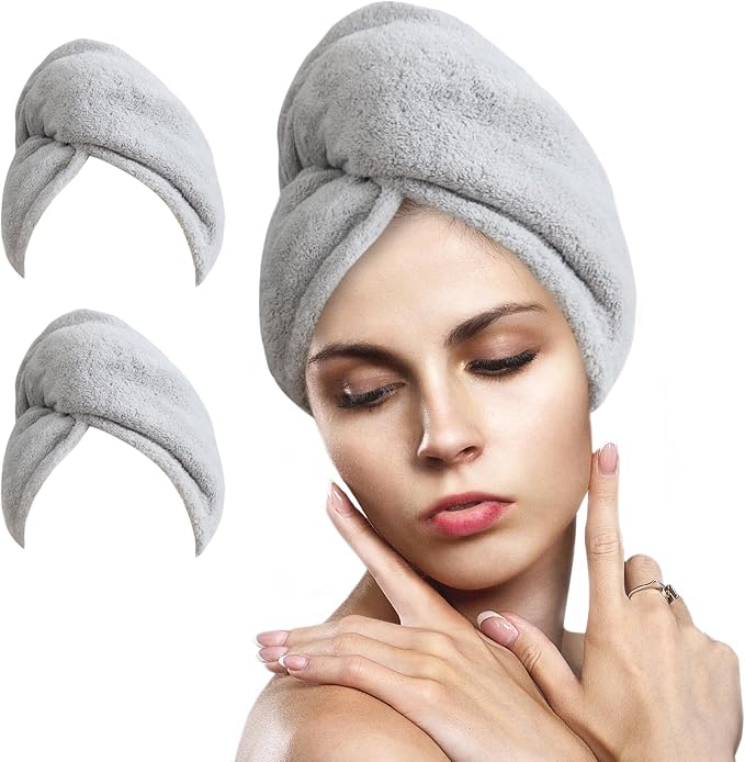 2 Pack Microfiber Hair Towel Wrap - Image 8