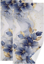 Abstract Blue Golden Floral Leaves Hand Towels by Unknown