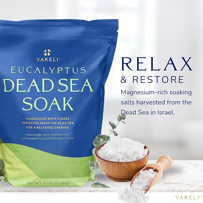 Yareli Magnesium Flakes, 5lb Eucalyptus, Dead Sea Bath and Foot Soak, - Image 5