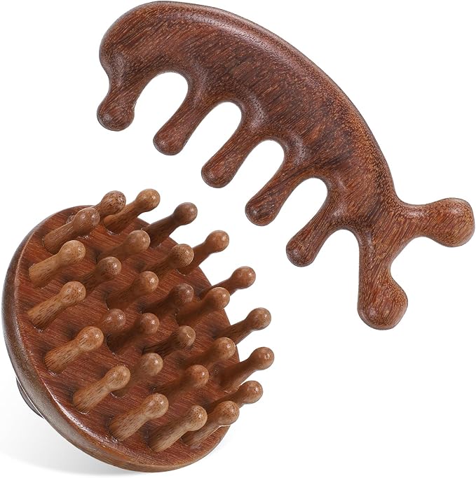 Wood Scalp Massager & Hair Scrubber, Wood Head Massage Brush by Unknown