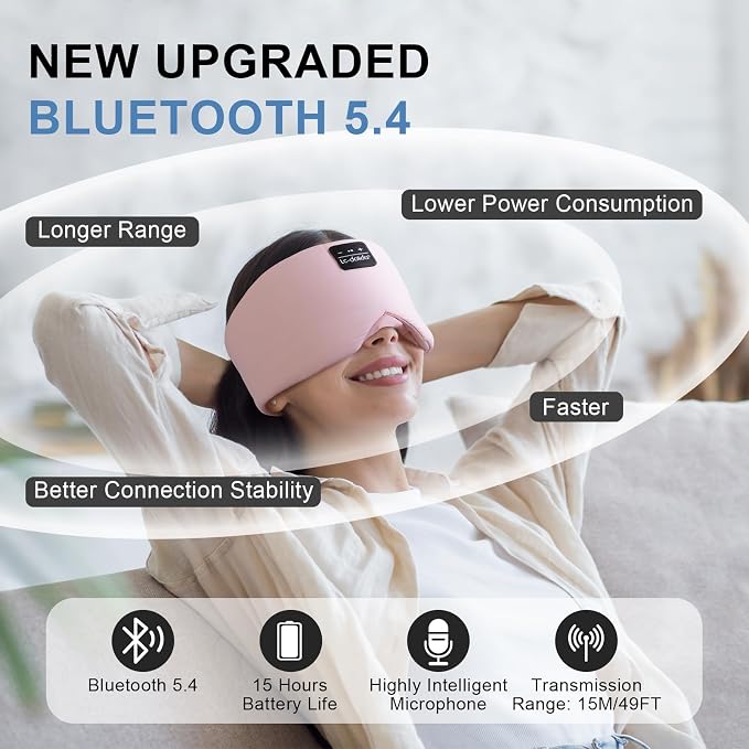LC-dolida Sleep Mask with Bluetooth Headphones, Ice Silk Sleep Headphones with - Image 5