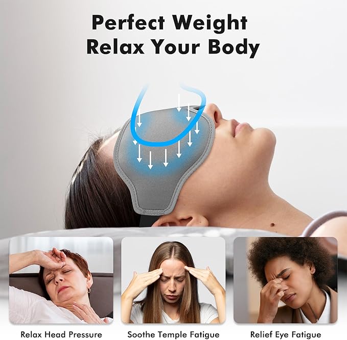 Sleep Eye Mask for Men Women, Weighted Sleeping Mask for Side Sleeper, Travel - Image 3