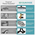 SR SUN RISE Black Square Rainfall Shower Head and Handle Set, Wall Mounted - Image 3